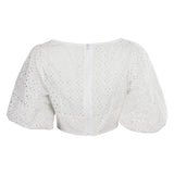 Damen Cosplay Kostüm Outfits Halloween Karneval Anzug Puffärmel weiß abgeschnittene Top