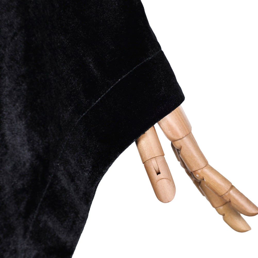 Mittelalterliches Gothic Kleid Damen - Patchwork Spitze Langarm Midi Kleid Für Cosplay