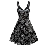Damen Spinnennetz Druck Kleid Cosplay Kostüm Outfits Halloween Karneval Anzug