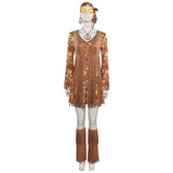 Damen Vintage Retro 70er Hippie Rock Cosplay Kostüm Outfits Halloween Karneval Party Verkleidung Anzug Disco Hippie Retro