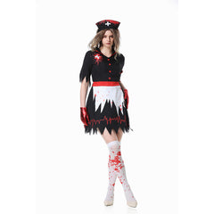 Damen Zombie Krankenschwester Cosplay Kostüm Outfits Halloween Karneval Party Anzug