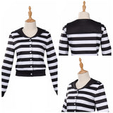 Wednesday Addams Cosplay Streifen Erwachsene Hoodie Halloween Karneval Outfits