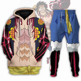 One Piece Monkey D. Luffy Cosplay Hoodie Erwachsene 3D Druck Halloween Karneval Sweatshirt Set