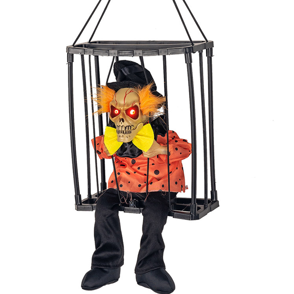 Halloween Skelett Gefangener Gefangener Käfig Grusel Horror Blinkendes Licht Spielzeug Sound Puppe Gruselige Rede Geist Gefangener Dekoration Haus Party Requisiten