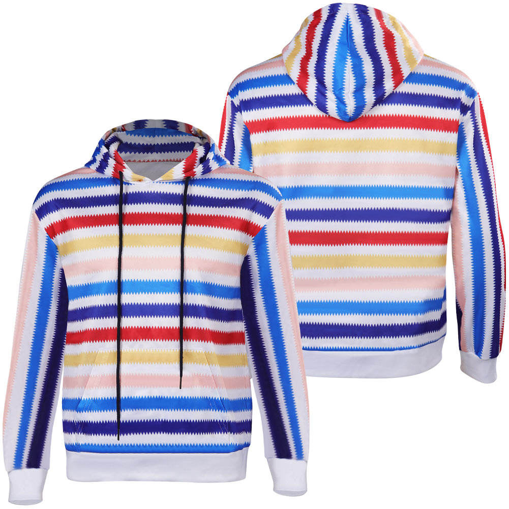 Herren Hoodie Regenbogen Streifen Sweatshirt Cosplay Kostüm Outfits Halloween Karneval Anzug