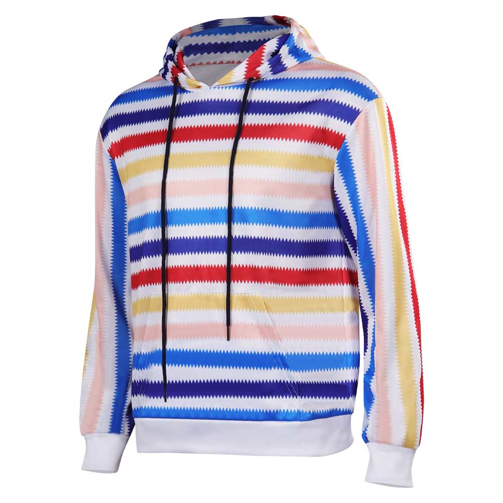 Herren Hoodie Regenbogen Streifen Sweatshirt Cosplay Kostüm Outfits Halloween Karneval Anzug
