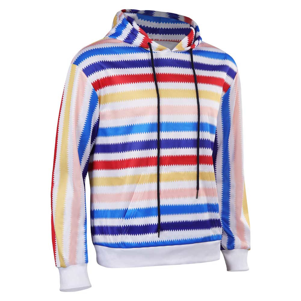 Herren Hoodie Regenbogen Streifen Sweatshirt Cosplay Kostüm Outfits Halloween Karneval Anzug