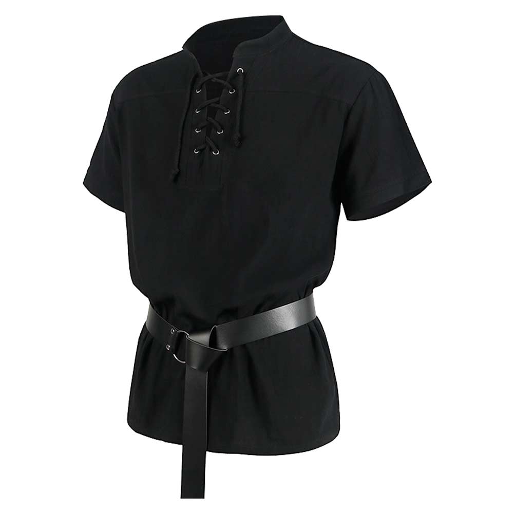 Herren Mittelalter Kurzärmeliges Hemd Cosplay Kostüm Outfits Halloween Karneval Anzug