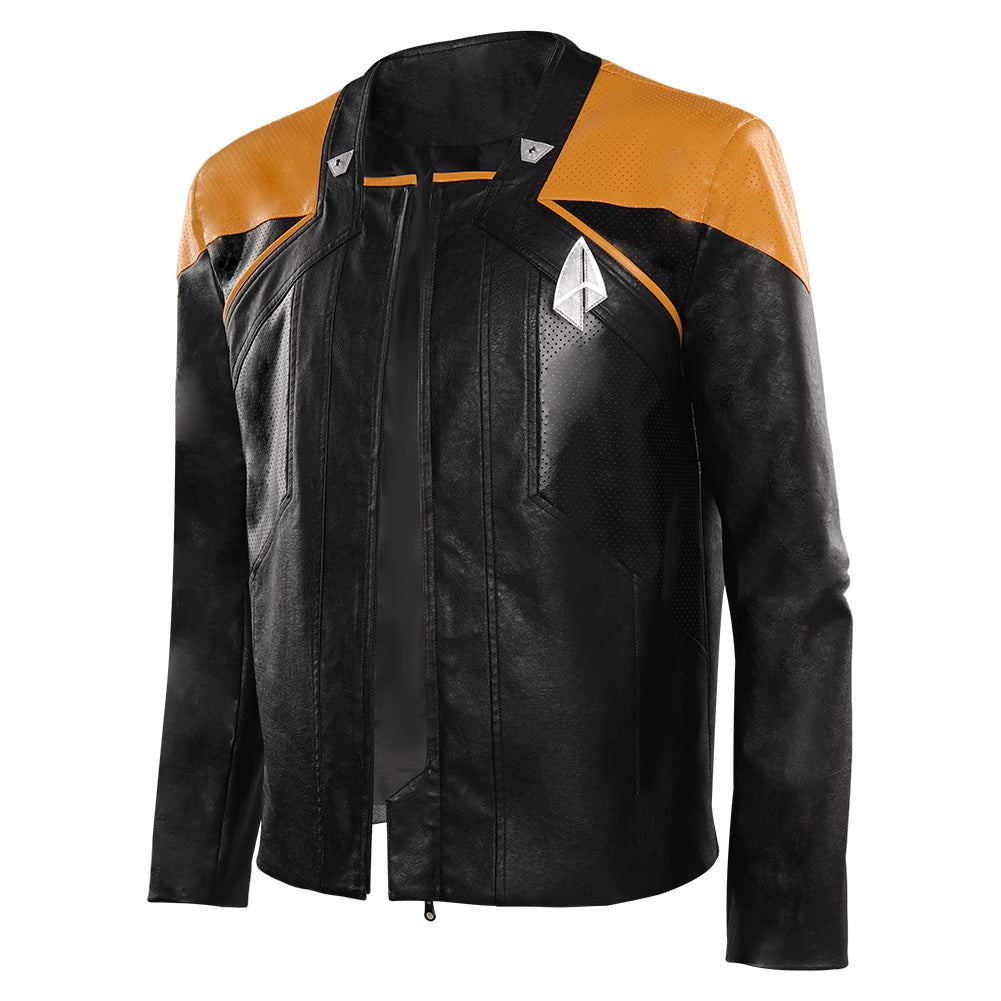 Herren Picard Cosplay Kostüm Outfits Halloween Karneval Anzug Lederjacke