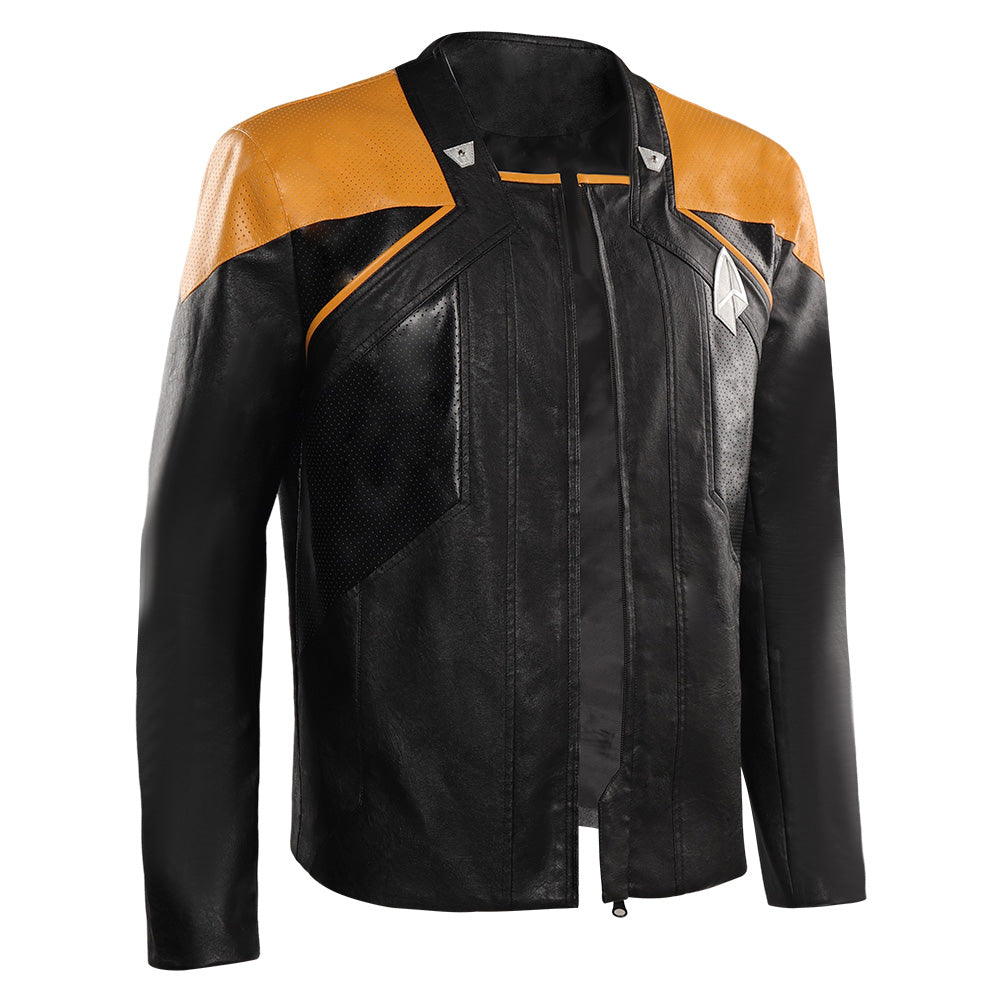 Herren Picard Cosplay Kostüm Outfits Halloween Karneval Anzug Lederjacke