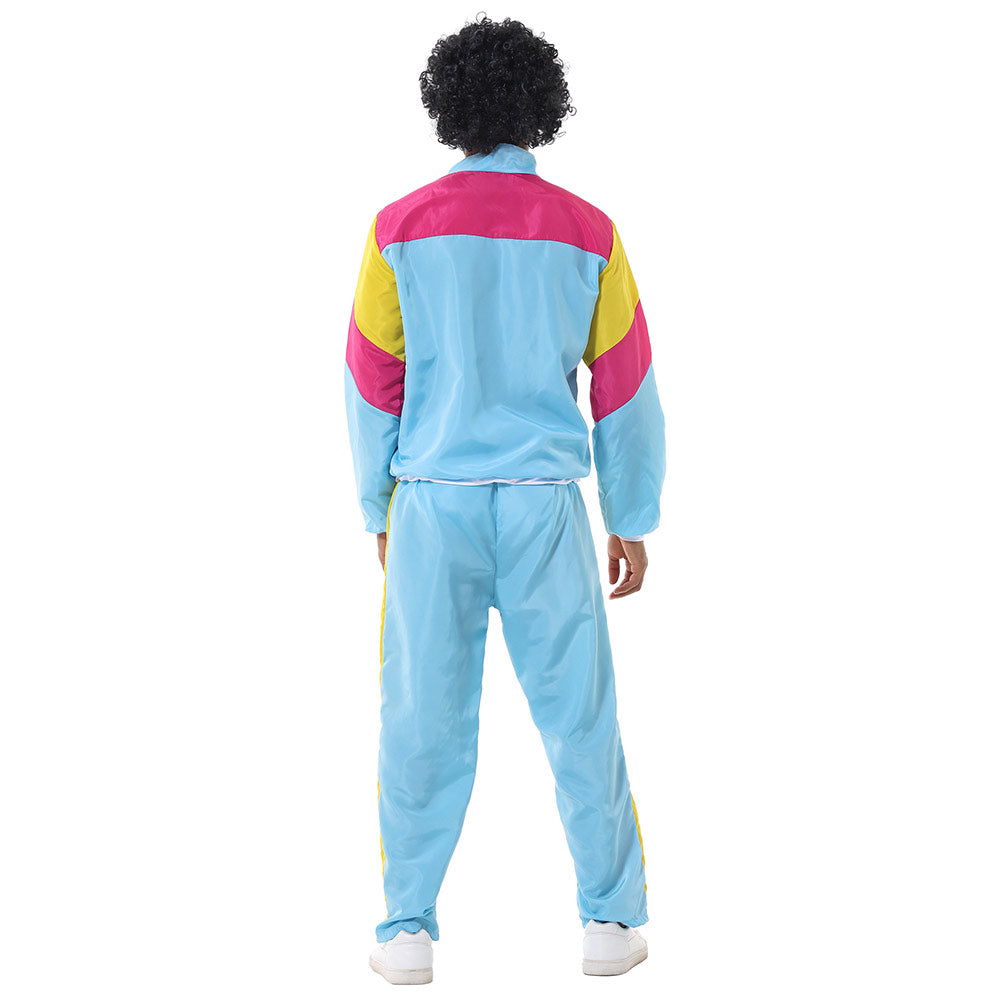 Herren Retro Vintage Hip-Hop Disco Cosplay Kostüm Jacke Hose Stirnband Sprotwear Outfits 70er 80er Jahre
