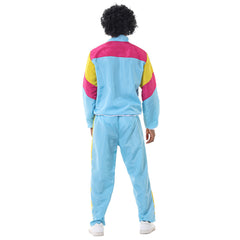 Herren Retro Vintage Hip-Hop Disco Cosplay Kostüm Jacke Hose Stirnband Sprotwear Outfits 70er 80er Jahre