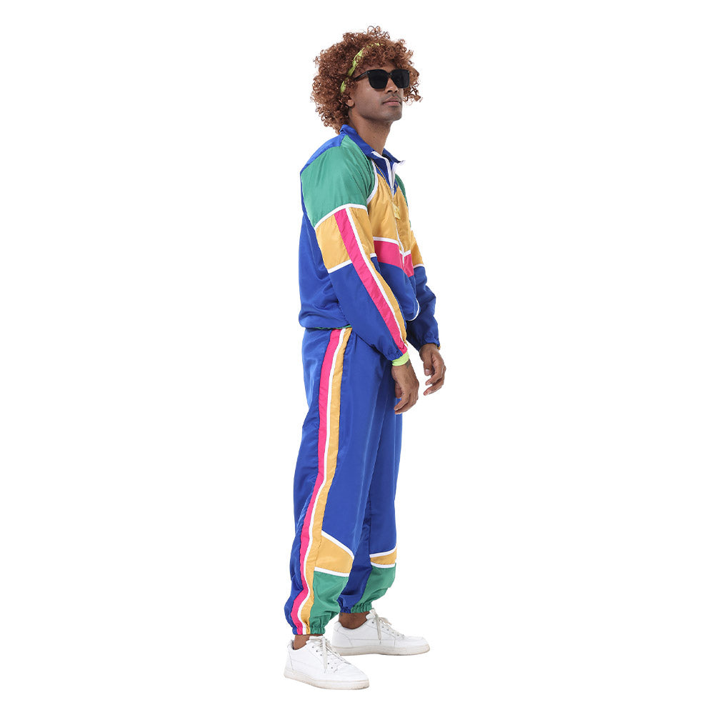 Herren Retro Vintage Hip-Hop Disco Cosplay Kostüm Jacke Hose Stirnband Sprotwear Outfits 70er 80er Jahre
