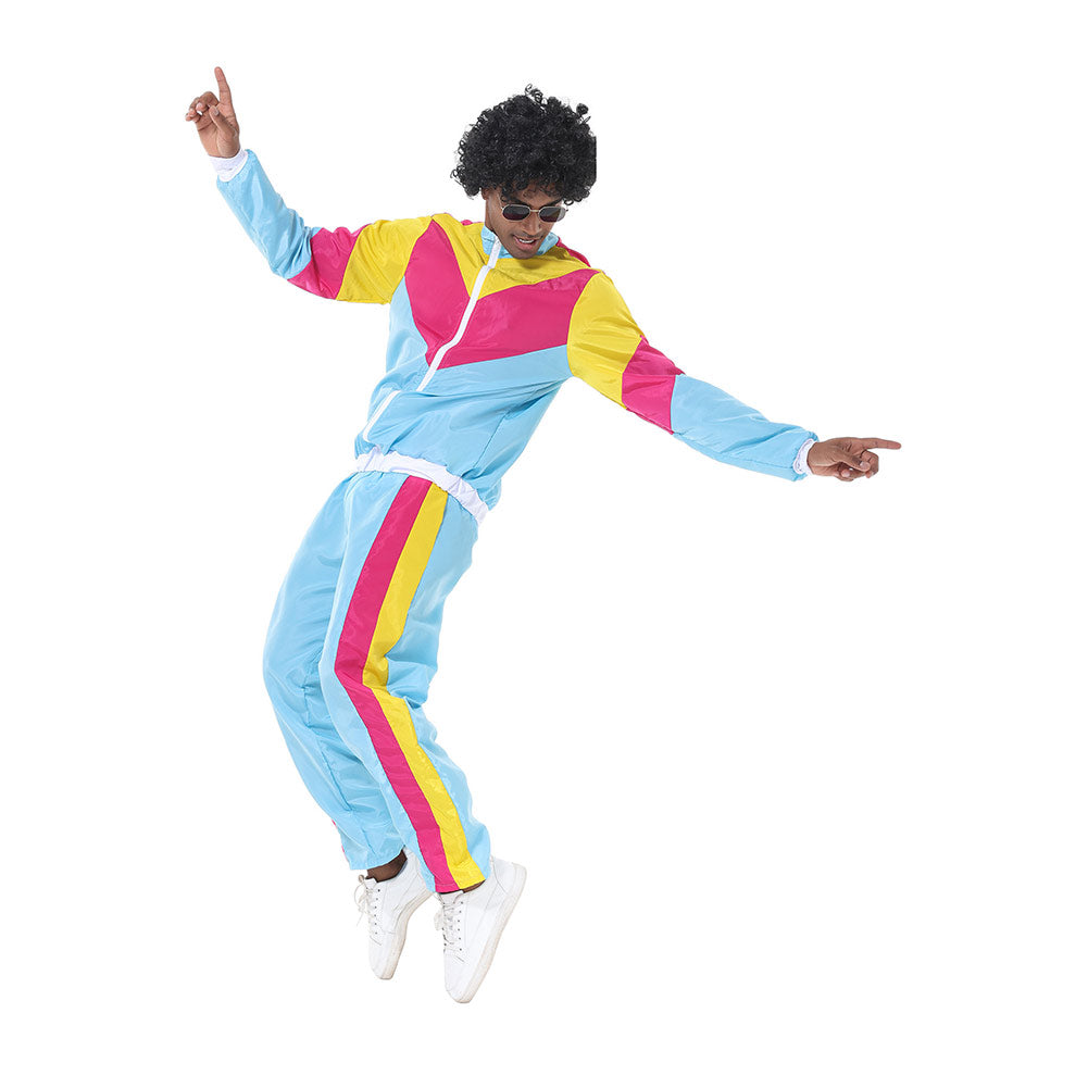 Herren Retro Vintage Hip-Hop Disco Cosplay Kostüm Jacke Hose Stirnband Sprotwear Outfits 70er 80er Jahre