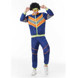 Herren Retro Vintage Hip-Hop Disco Cosplay Kostüm Jacke Hose Stirnband Sprotwear Outfits 70er 80er Jahre