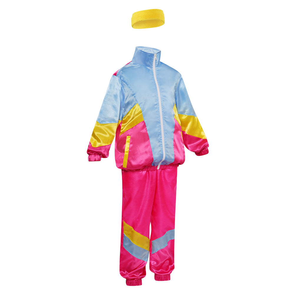 Kinder 80er Jahre Retro Cosplay Kostüm Jacke Mantel Hose Stirnband Outfits Halloween Karneval Party Anzug Trainingsanzug