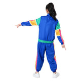 Kinder blau Vintage Disco 70er 80er Sportbekleidung Top Hose Cosplay Kostüm Outfits  Anzug