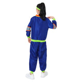 Kinder blau Vintage Disco 70er 80er Sportbekleidung Top Hose Cosplay Kostüm Outfits Halloween Karneval Party Anzug