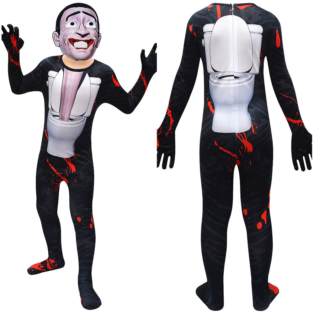 Kinder Jumpsuit Toilette Mensch Cosplay Kostüm Outfits Halloween Karneval Anzug