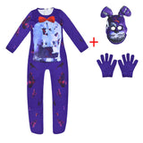 Kinder lila Jumpsuit Maske Cosplay Kostüm Outfits Halloween Karneval Anzug