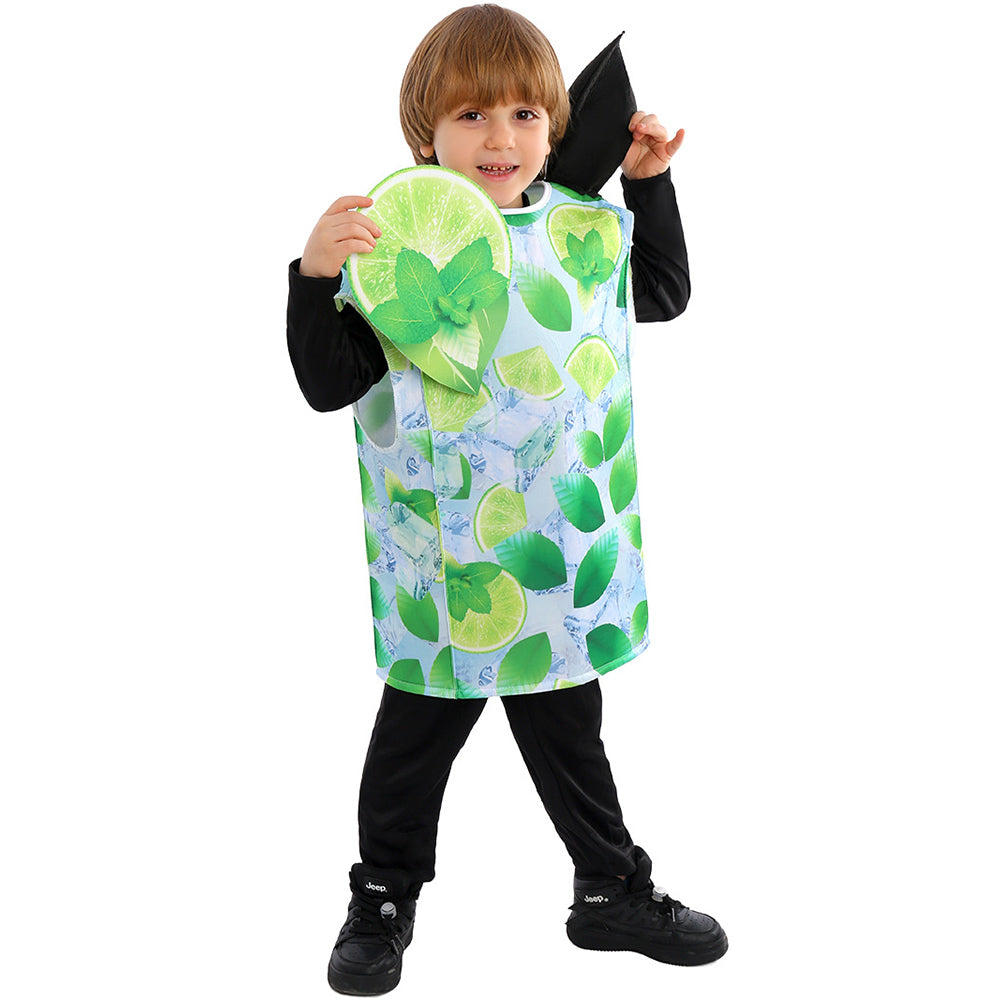 Kinder Limettencocktail Bühnenperformance Cosplay Kostüm Outfits Halloween Karneval Anzug