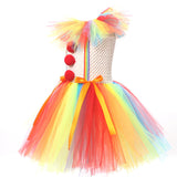 Kinder Mädchen Clown Tutu Kleid Cosplay Kostüm Outfits Halloween Karneval Anzug