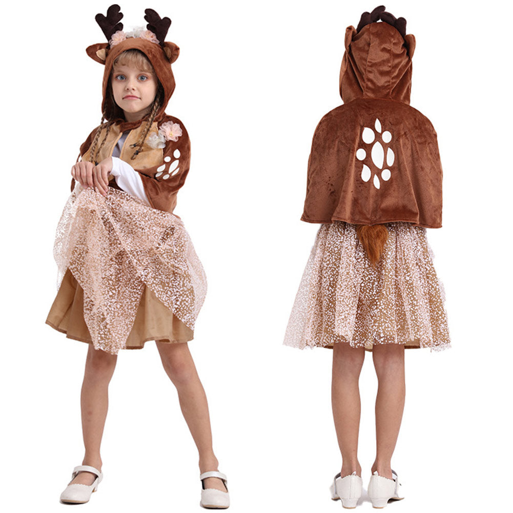 Kinder Mädchen Elch Weihnachten Mädchen Kleid Cosplay Kostüm Outfits Weihnachten Anzug