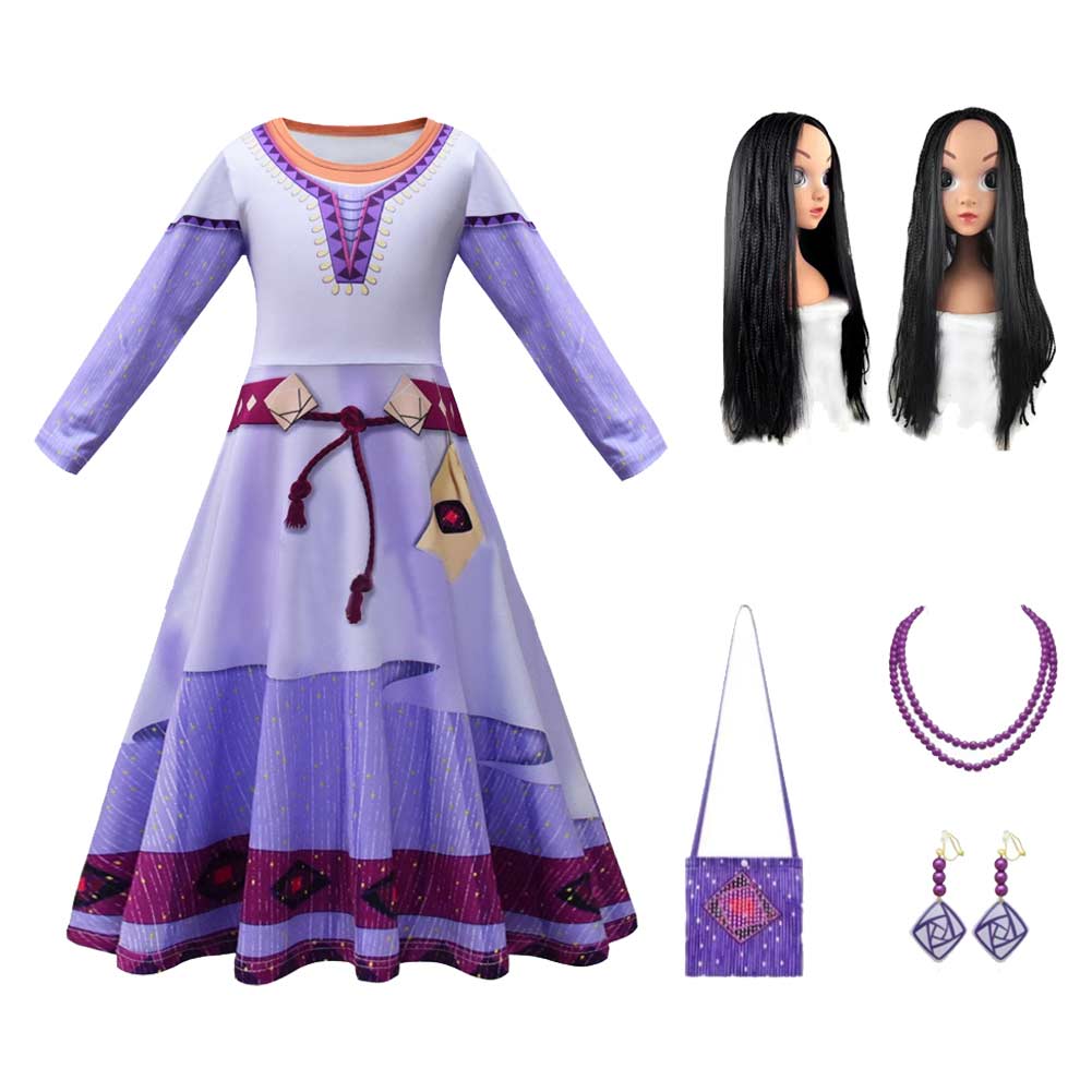 Kinder Mädchen Film 2023 Wish Asha Kleid Cosplay Kostüm Outfits