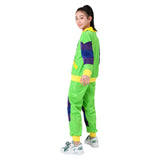 Kinder Mädchen grün Vintage Disco Sportbekleidung Top Hose Cosplay Kostüm Outfits Party Anzug