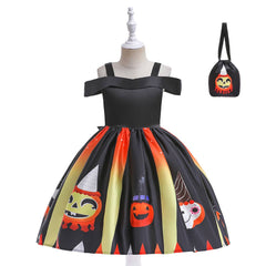 Kinder Mädchen Kleid Kürbis Cosplay Kostüm Outfits Halloween Karneval Anzug