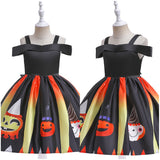 Kinder Mädchen Kleid Kürbis Cosplay Kostüm Outfits Halloween Karneval Anzug