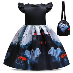 Kinder Mädchen Kleid Kürbis Cosplay Kostüm Outfits Halloween Karneval Party Anzug