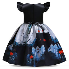 Kinder Mädchen Kleid Kürbis Cosplay Kostüm Outfits Halloween Karneval Party Anzug