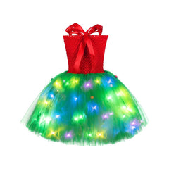 Kinder Mädchen Led grün Tutu Kleid Weihnachten Cosplay Kostüm Outfits