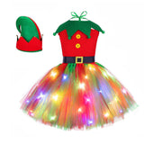 Kinder Mädchen rot Weihnachten Tutu Kleid Elf Cosplay Kostüm Outfits Halloween Karneval Anzug