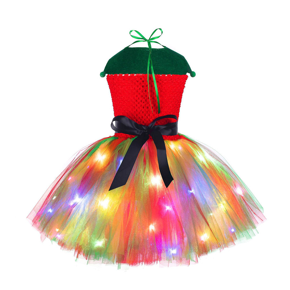 Kinder Mädchen rot Weihnachten Tutu Kleid Elf Cosplay Kostüm Outfits Halloween Karneval Anzug