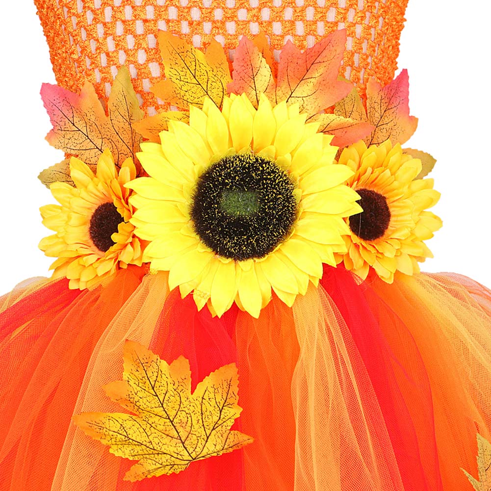  Kinder Mädchen Sonnenblume Prinzessin TUTU Kleid Rock Cosplay Kostüm 