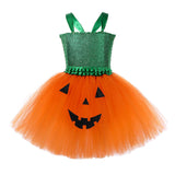 Kinder Mädchen tutu Kleid Kürbis Cosplay Kostüm Outfits Halloween Karneval Anzug