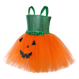 Kinder Mädchen tutu Kleid Kürbis Cosplay Kostüm Outfits Halloween Karneval Anzug