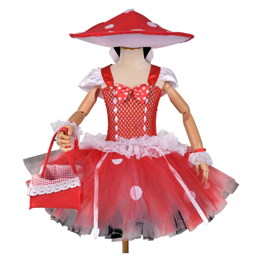 Kinder Mädchen Tutu Kleid Pilz Hut Cosplay Kostüm Outfits Halloween