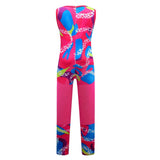 Kinder rosa Jumpsuit Halloween Outfit 80er Jahre Workout Kostüm Outfit