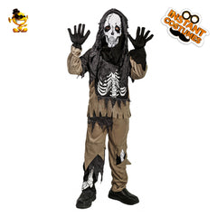  Kinder Skelett Cosplay Kostüm Outfits Halloween Bühne Performance Kleidung Karneval Verkleidung Anzug