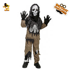  Kinder Skelett Cosplay Kostüm Outfits Halloween Bühne Performance Kleidung Karneval Verkleidung Anzug