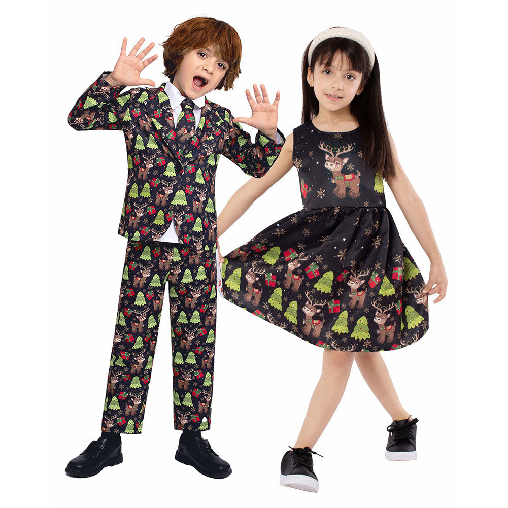 Kinder Weihnachten Elch Cosplay Kostüm Outfits Halloween Karneval Anzug