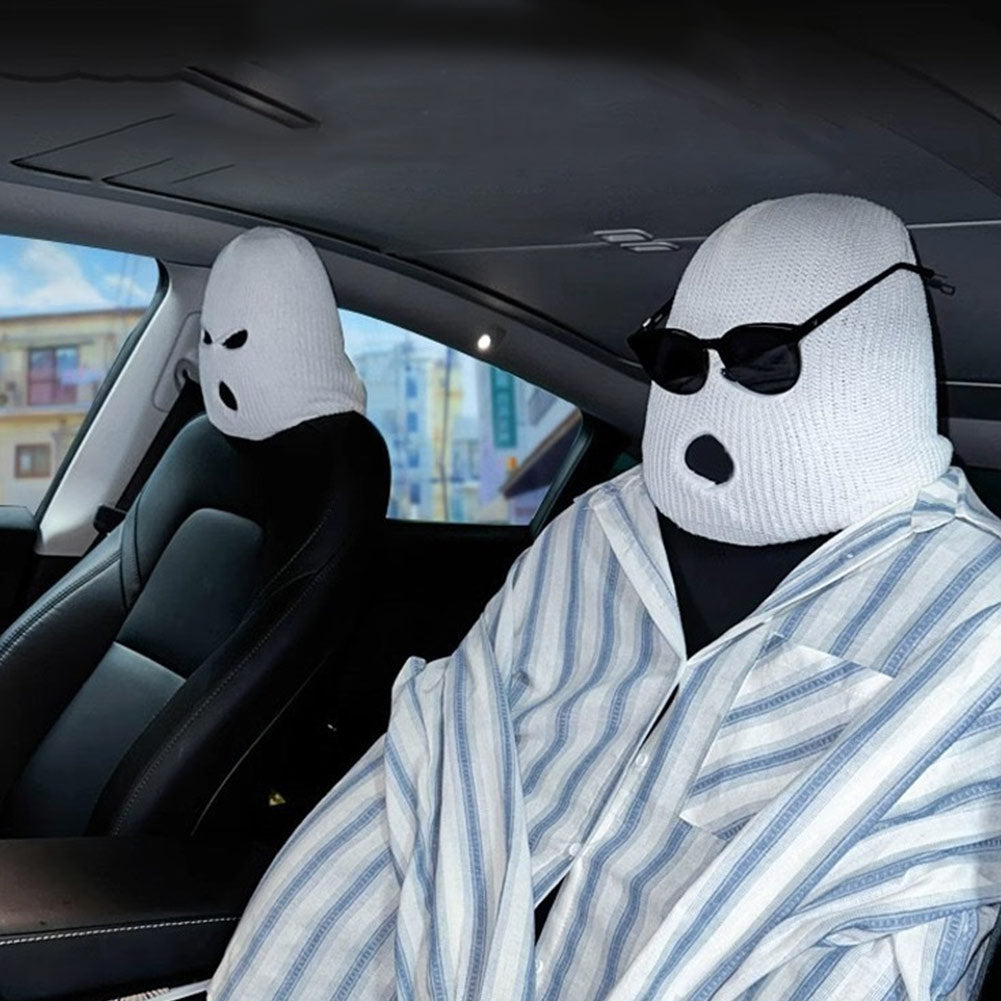 Lustiger Hut Auto Sitz Kopfstütze Abdeckung Maskiert Auto Kopfbedeckung Dekoration Zubehör Geeignet für die meisten Automobile