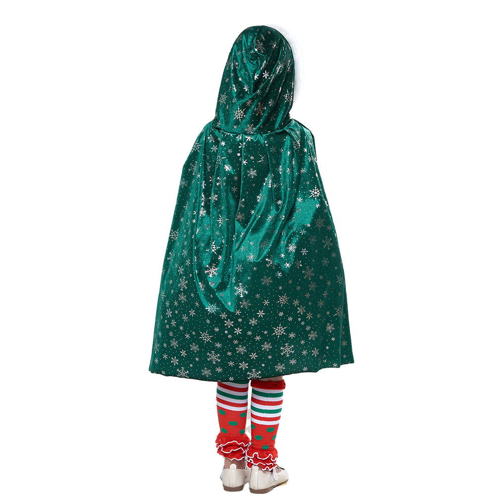 Weihnachtsbaum Cosplay Kostüm Für Frauen - 3D Kapuze Poncho Umhang XL