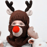 Pelzmütze koreanische Mode Weihnachten Elch Ohren verdickt lässig warm Schals Hüte Frauen Kapuzenmützen Pullover Kappe