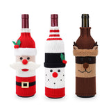 3Stück/Set rote Weinflasche Tasche Abdeckung Weihnachten Dekoration DIY Weihnachtsmann Baum Schneemann Elch Geschenk Tasche