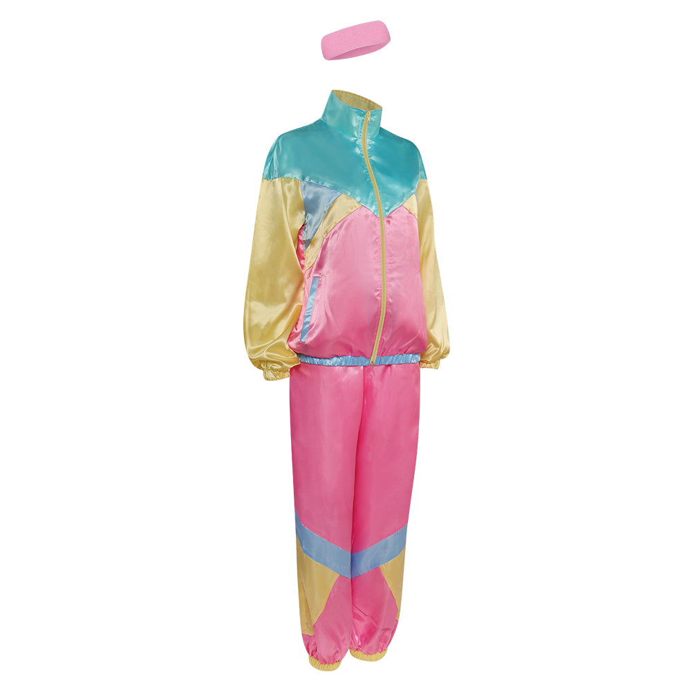 uinsex 80er Jahre Kostüm Cosplay Kostüm Outfits Halloween Karneval Party Anzug 2 Stück Windbreaker Outfits 80er Jahre Trainingsanzug