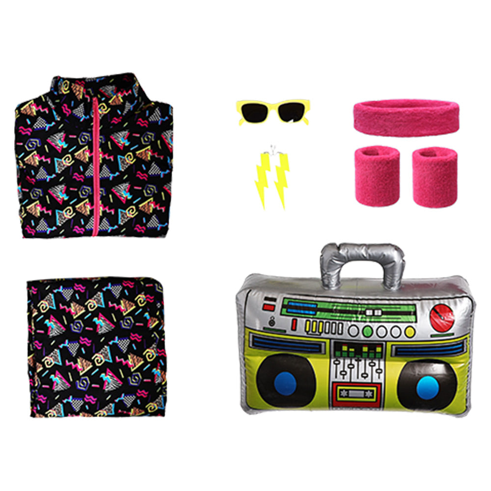 unisex 80er Jahre Workout Kostüm Cosplay Kostüm Outfits Halloween Faschingskostüm Halloween Cosplay Kostüm Outfit Set für Erwachsene